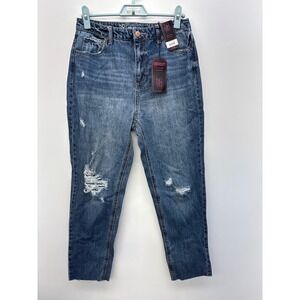 NOBO No Boundaries Super High Rise Slim Straight Crop Distressed Jeans‎ Sz 9